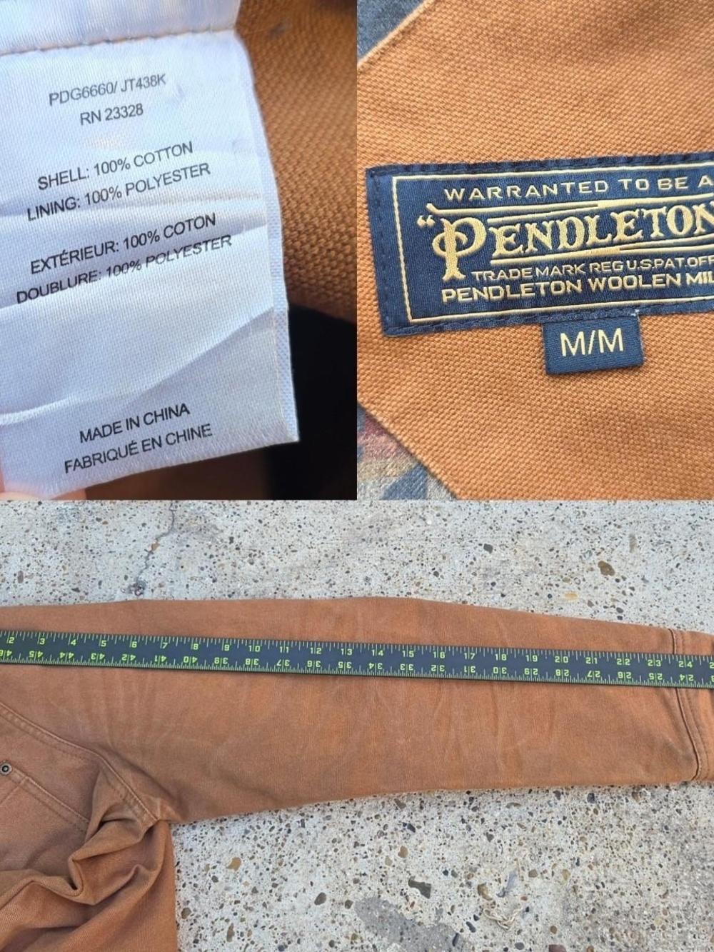 Pendleton Chore Coat Size Medium Brown Canvas Work Jacket Barn Western - Picture 6 of 8